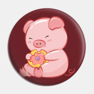 Cute Piggy Eating a Donut Pin
