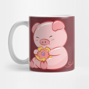 Cute Piggy Eating a Donut Mug