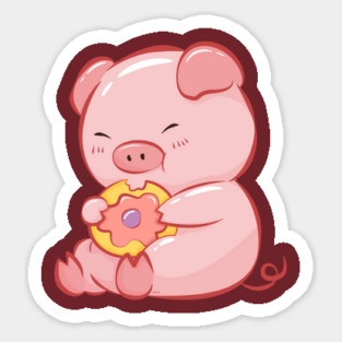 Cute Piggy Eating a Donut Sticker