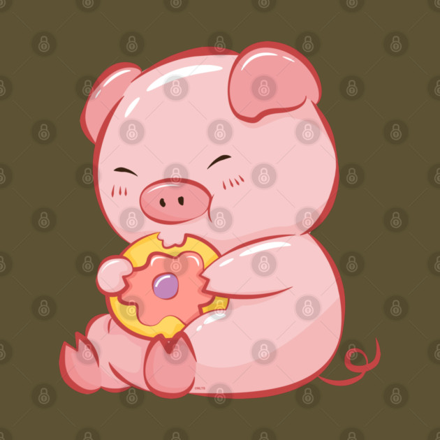Cute Piggy Eating a Donut by creative