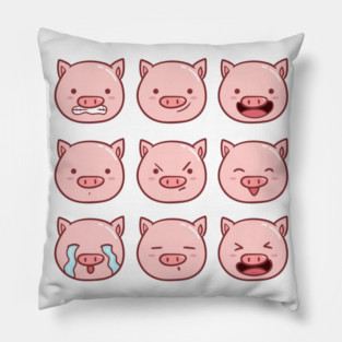 Cute Piggy Emoticons Collection Pillow