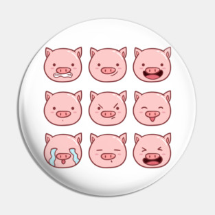 Cute Piggy Emoticons Collection Pin