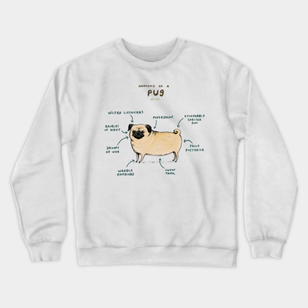 Anatomy of a Pug Crewneck Sweatshirt by Sophie Corrigan