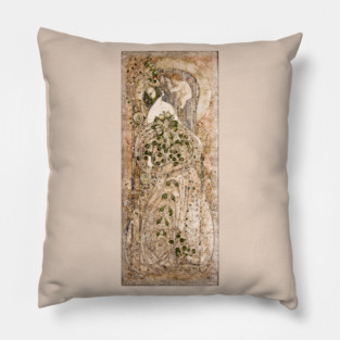 Summer. Art Nouveau gesso panel Pillow
