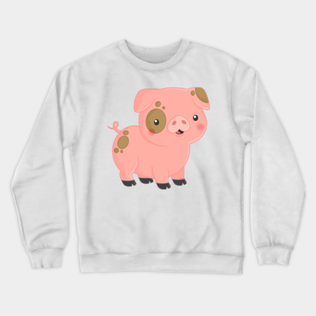 Cute Pink Pig Pinto Design Crewneck Sweatshirt by creative