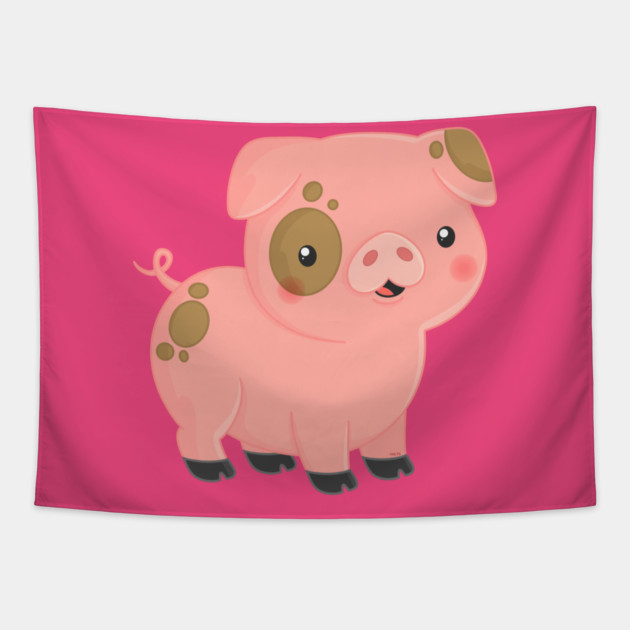 Cute Pink Pig Pinto Design Tapestry by creative