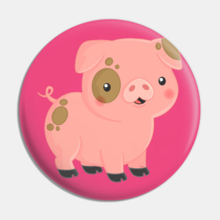 Cute Pink Pig Pinto Design Pin