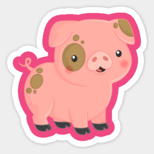 Cute Pink Pig Pinto Design Sticker