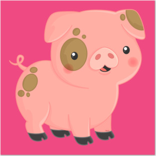 Cute Pink Pig Pinto Design Posters and Art