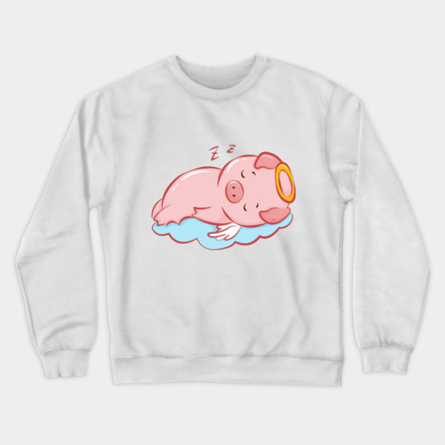 Cute Pink Piggy Angel Sleeping on a Cloud Crewneck Sweatshirt by creative
