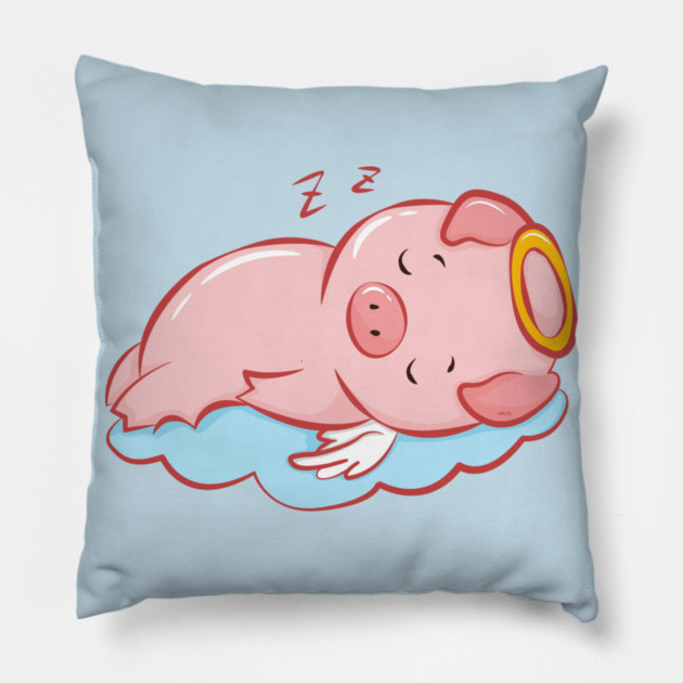 Cute Pink Piggy Angel Sleeping on a Cloud Pillow by creative