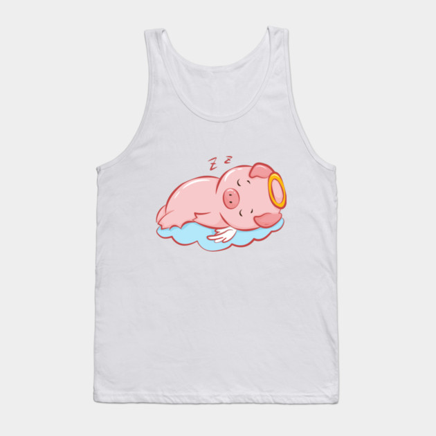 Cute Pink Piggy Angel Sleeping on a Cloud Tank Top by creative
