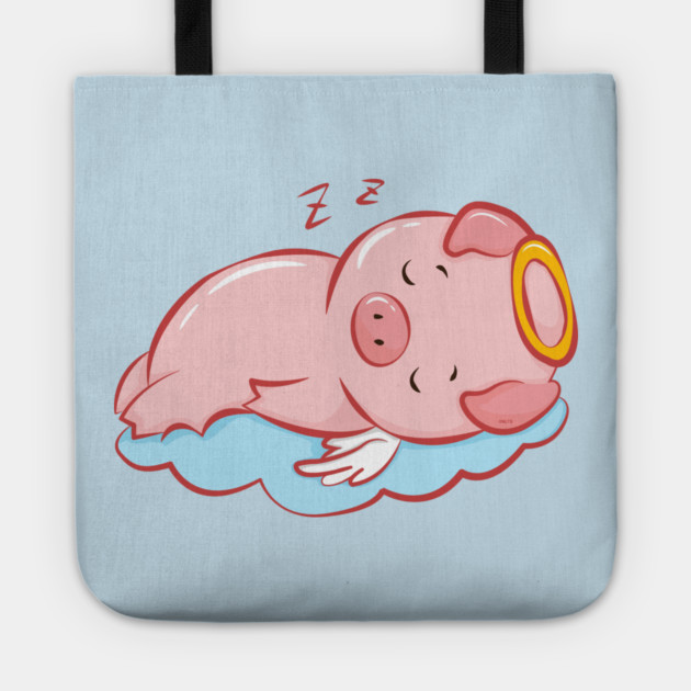 Cute Pink Piggy Angel Sleeping on a Cloud Tote by creative