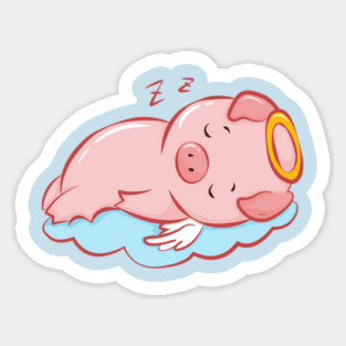 Cute Pink Piggy Angel Sleeping on a Cloud Magnet
