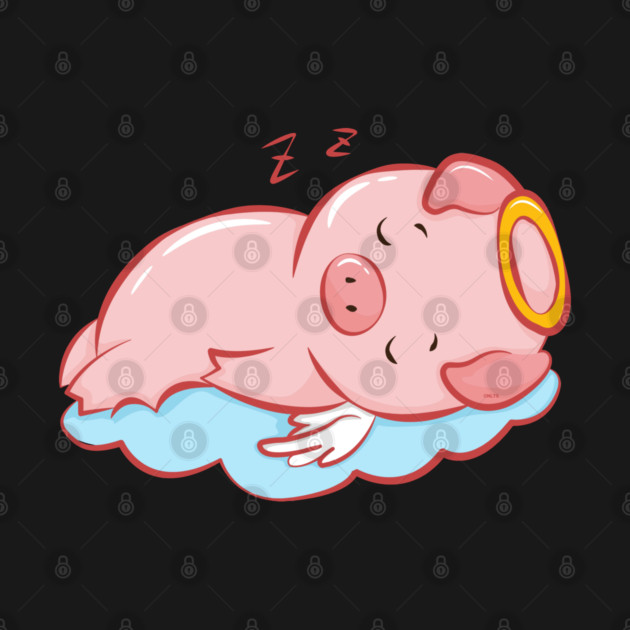 Cute Pink Piggy Angel Sleeping on a Cloud by creative