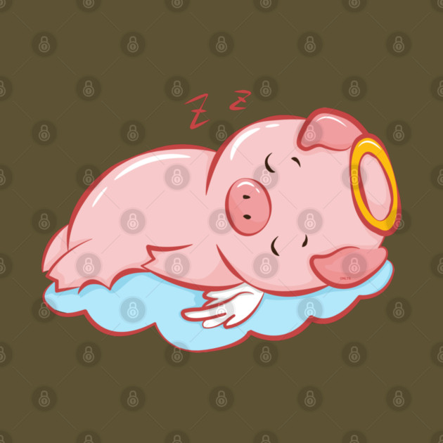 Cute Pink Piggy Angel Sleeping on a Cloud by creative