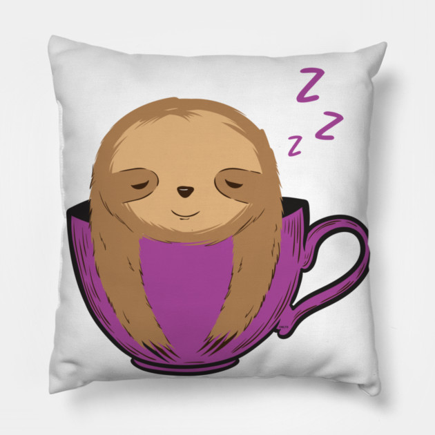 Sloth Sleeping in a Cup Funny Pillow by creative
