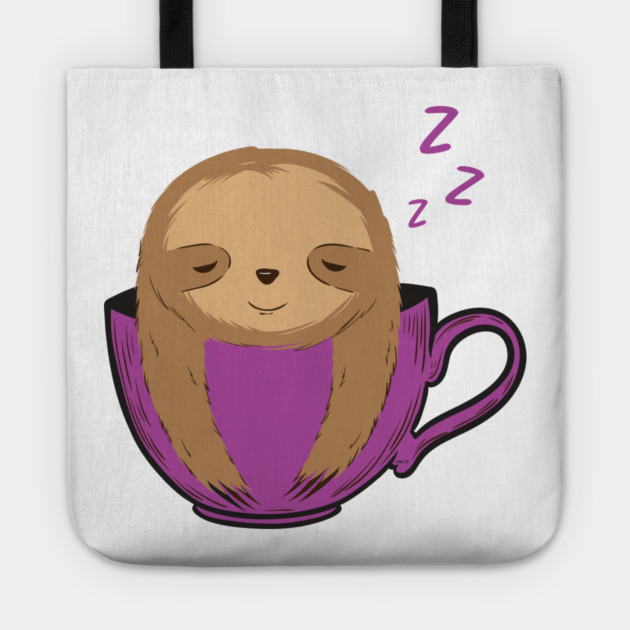 Sloth Sleeping in a Cup Funny Tote by creative