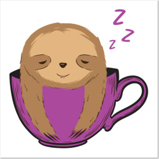 Sloth Sleeping in a Cup Funny Posters and Art