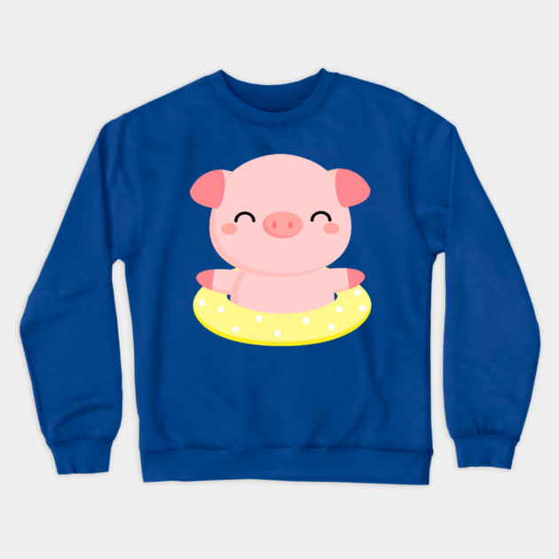 Cute Pink Piggy Relaxing in Pool Crewneck Sweatshirt by creative