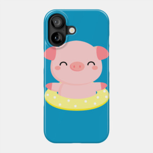 Cute Pink Piggy Relaxing in Pool Phone Case