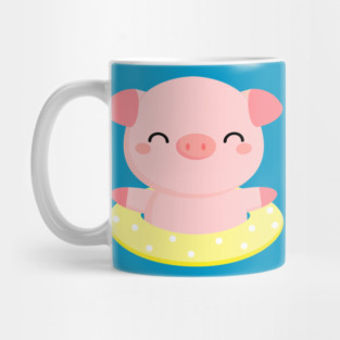 Cute Pink Piggy Relaxing in Pool Mug