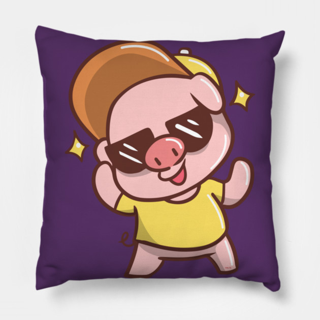 Cute Summer time Piggy with Sunglasses Pillow by creative