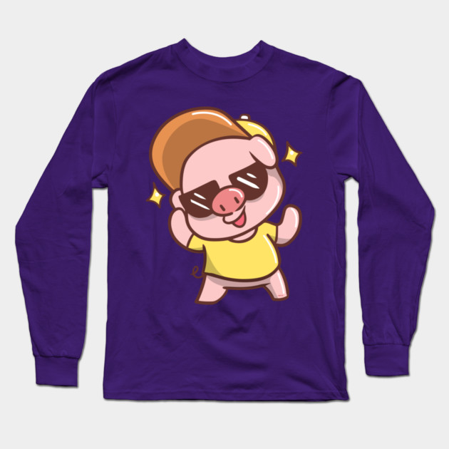 Cute Summer time Piggy with Sunglasses Long Sleeve T-Shirt by creative