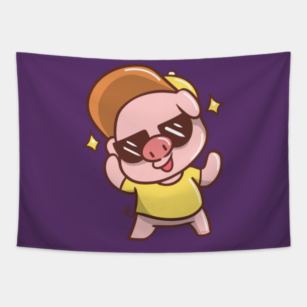 Cute Summer time Piggy with Sunglasses Tapestry by creative