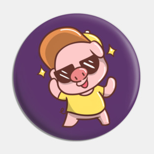 Cute Summer time Piggy with Sunglasses Pin