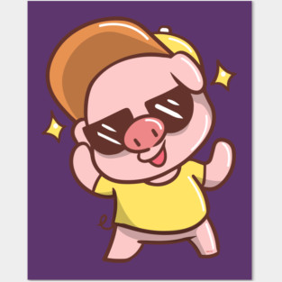 Cute Summer time Piggy with Sunglasses Posters and Art