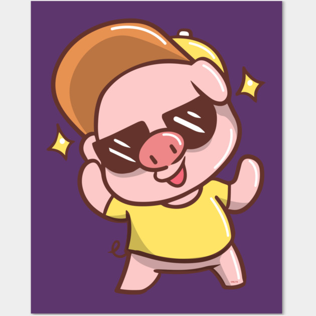 Cute Summer time Piggy with Sunglasses Wall Art by creative