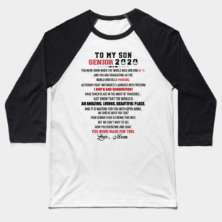 To My Son Senior 2020 Baseball T-Shirt