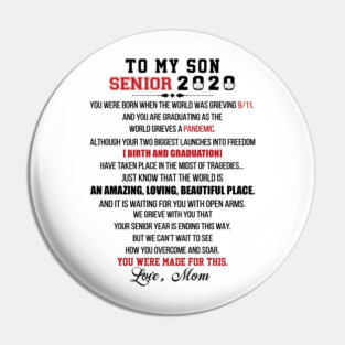 To My Son Senior 2020 Pin