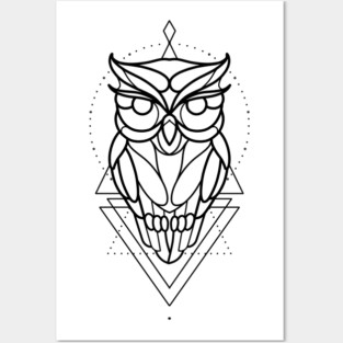 Linework owl design Posters and Art