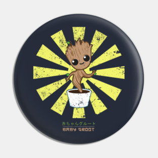 Baby Groot Retro Japanese Guardians Of The Galaxy Pin