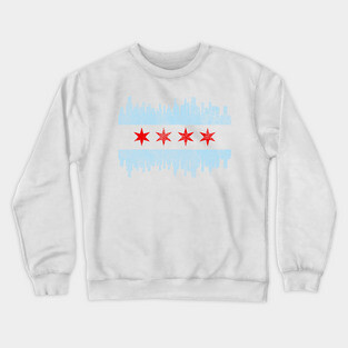 Distressed Chicago Skyline Flag Crewneck Sweatshirt