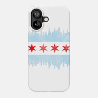 Distressed Chicago Skyline Flag Phone Case