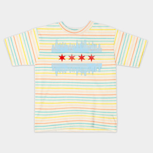 Distressed Chicago Skyline Flag Kids T-Shirt