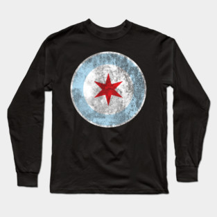 City of Chicago Flag Star Long Sleeve T-Shirt