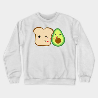 Cute Kawaii avocado kissing toast flying hearts Crewneck Sweatshirt