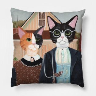 Ameowican Gothic Pillow