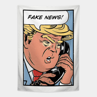 Donald Trump Pop Art Fake News Tapestry