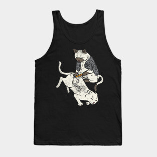 Cat inking Tiger on Cat Irezumi Tattoo Artist Catlover Gift Tank Top