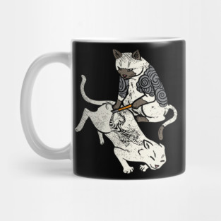 Cat inking Tiger on Cat Irezumi Tattoo Artist Catlover Gift Mug
