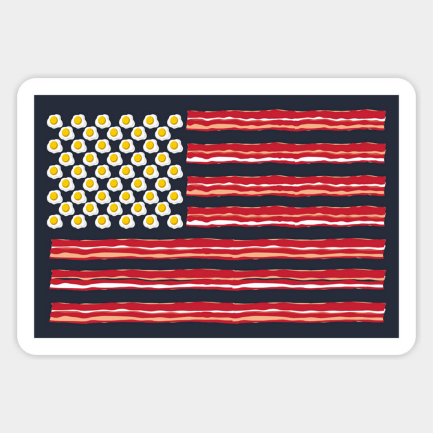 Bacon and Eggs American Flag 4th of July Sticker by stayfrostybro