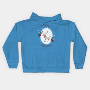 Merry Christmas - Moose and snow Kids Hoodie