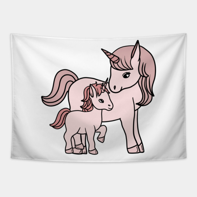 Unicorn, Mother and Child, Unicorns Mothers Day Gift Tapestry by logiamerch