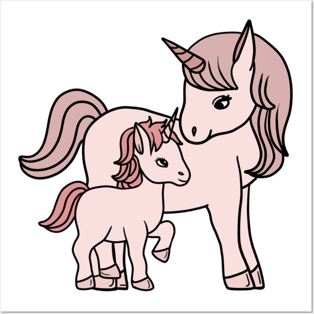 Unicorn, Mother and Child, Unicorns Mothers Day Gift Wall Art by logiamerch