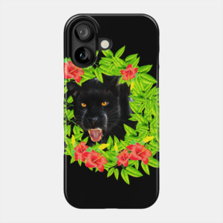 Tropical - Jaguar Cat, Black panther, Floral theme Phone Case